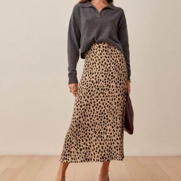 Reformation Bea Skirt Bobcat - Size 10 - Picture 1 of 3